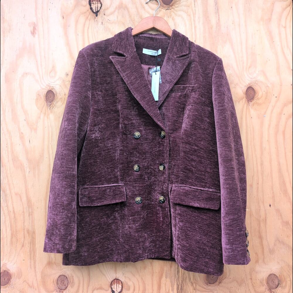 Commense New With Tag Double Breasted Velvet Blazer Mauve Plum Women's XL